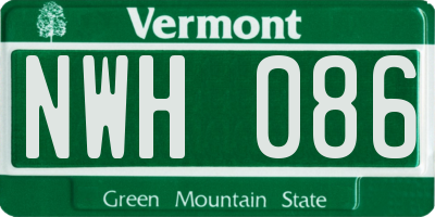VT license plate NWH086