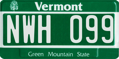 VT license plate NWH099