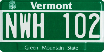VT license plate NWH102
