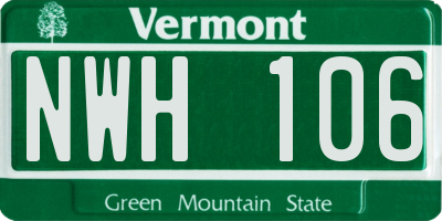VT license plate NWH106