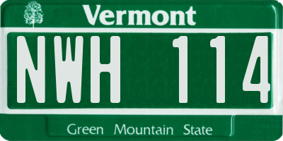 VT license plate NWH114