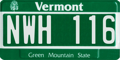 VT license plate NWH116