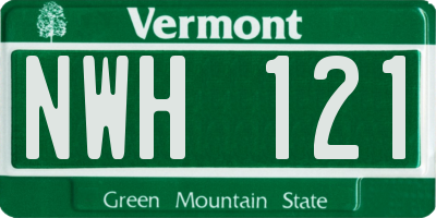 VT license plate NWH121
