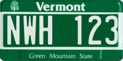 VT license plate NWH123