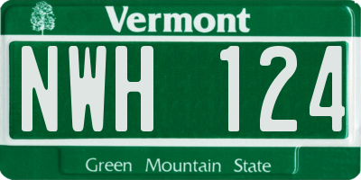 VT license plate NWH124