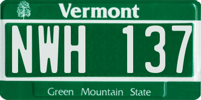VT license plate NWH137