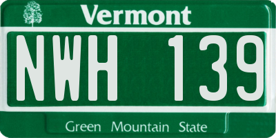 VT license plate NWH139