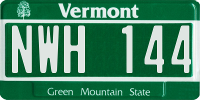 VT license plate NWH144