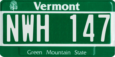 VT license plate NWH147