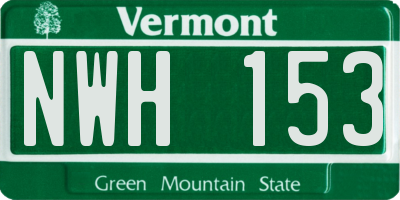 VT license plate NWH153