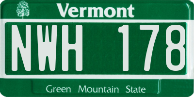 VT license plate NWH178