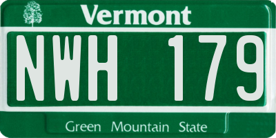 VT license plate NWH179