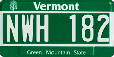 VT license plate NWH182
