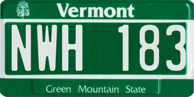 VT license plate NWH183