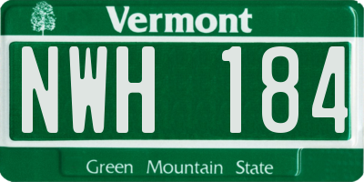 VT license plate NWH184