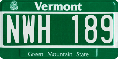 VT license plate NWH189