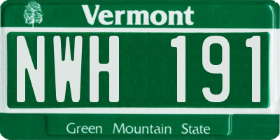VT license plate NWH191