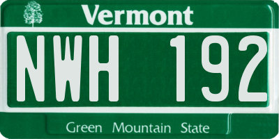 VT license plate NWH192