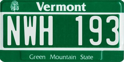 VT license plate NWH193