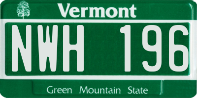 VT license plate NWH196