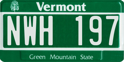 VT license plate NWH197