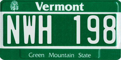 VT license plate NWH198