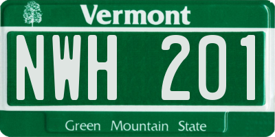 VT license plate NWH201
