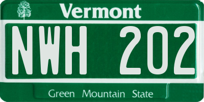 VT license plate NWH202