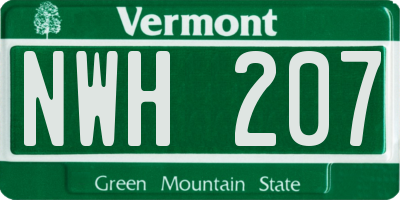 VT license plate NWH207