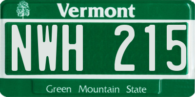 VT license plate NWH215