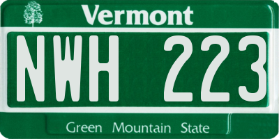 VT license plate NWH223
