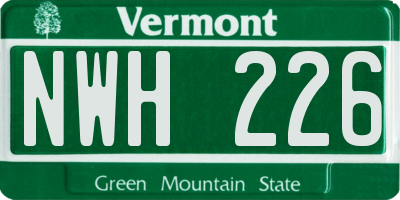 VT license plate NWH226
