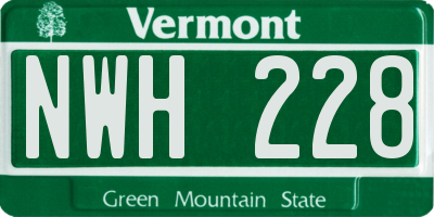VT license plate NWH228