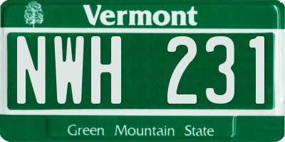 VT license plate NWH231