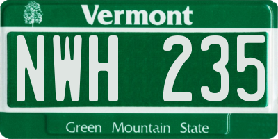 VT license plate NWH235