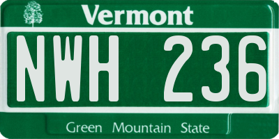 VT license plate NWH236