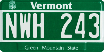 VT license plate NWH243