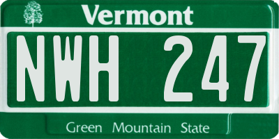 VT license plate NWH247