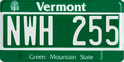 VT license plate NWH255