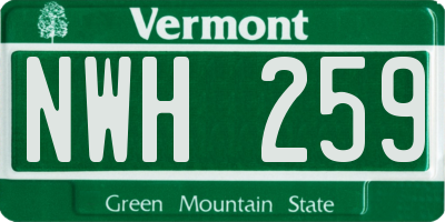 VT license plate NWH259