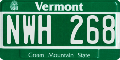 VT license plate NWH268