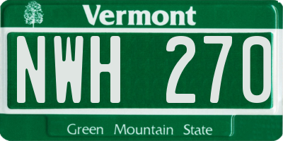 VT license plate NWH270