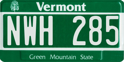 VT license plate NWH285