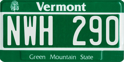 VT license plate NWH290
