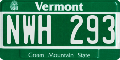 VT license plate NWH293