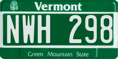 VT license plate NWH298