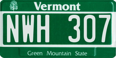 VT license plate NWH307