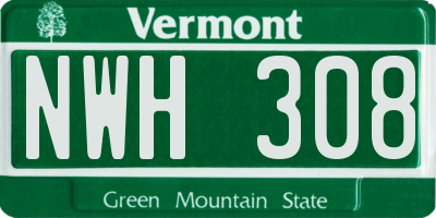 VT license plate NWH308