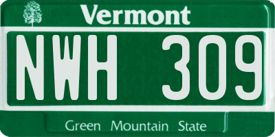 VT license plate NWH309