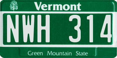 VT license plate NWH314
